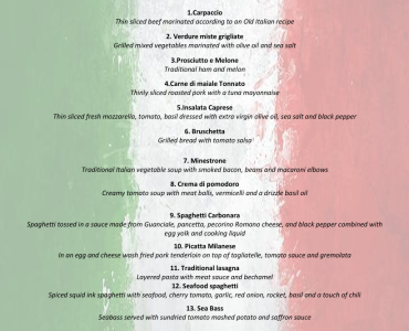 16 Dishes “Classic Italian” – 18th June 2025