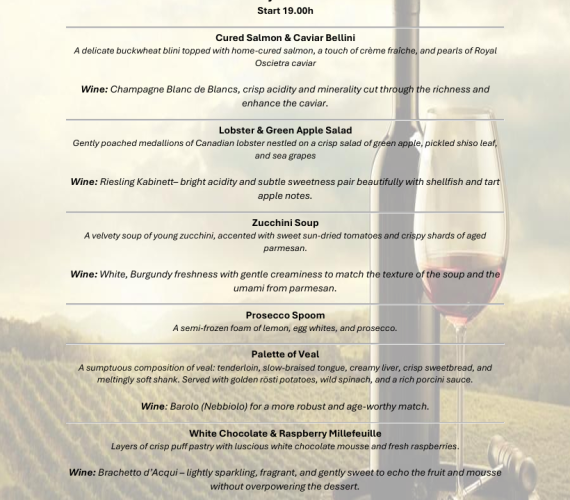 Wine Dinner – 20th June 2025